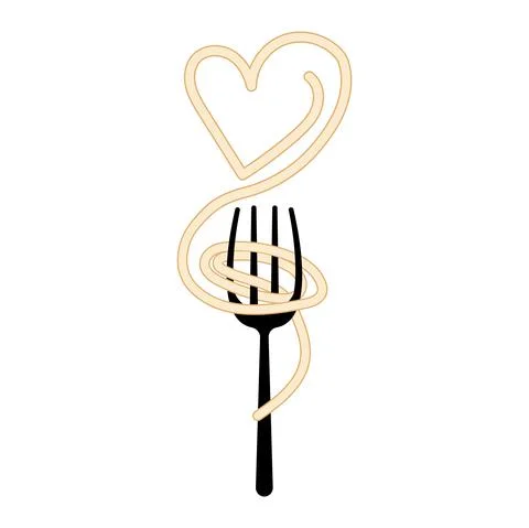 Spaghetti on fork illustration. Isolated on white background. Stock Illustration