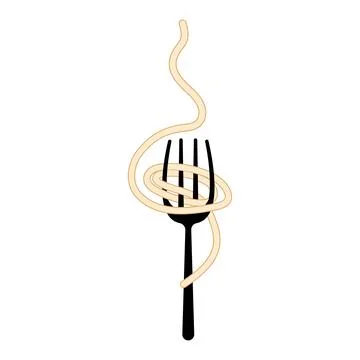 Spaghetti on fork illustration. Isolated on white background. Stock Illustration