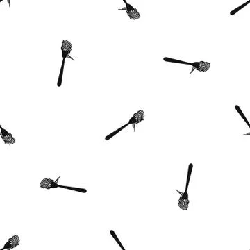 Spaghetti on a fork pattern seamless black Stock Illustration