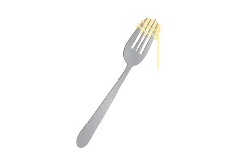 Spaghetti fork on white Stock Illustration