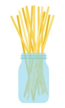 Spaghetti in a glass jar vector flat isolated Stock Illustration