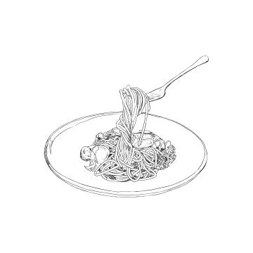 Spaghetti Hand drawn sketch vector. Stock Illustration
