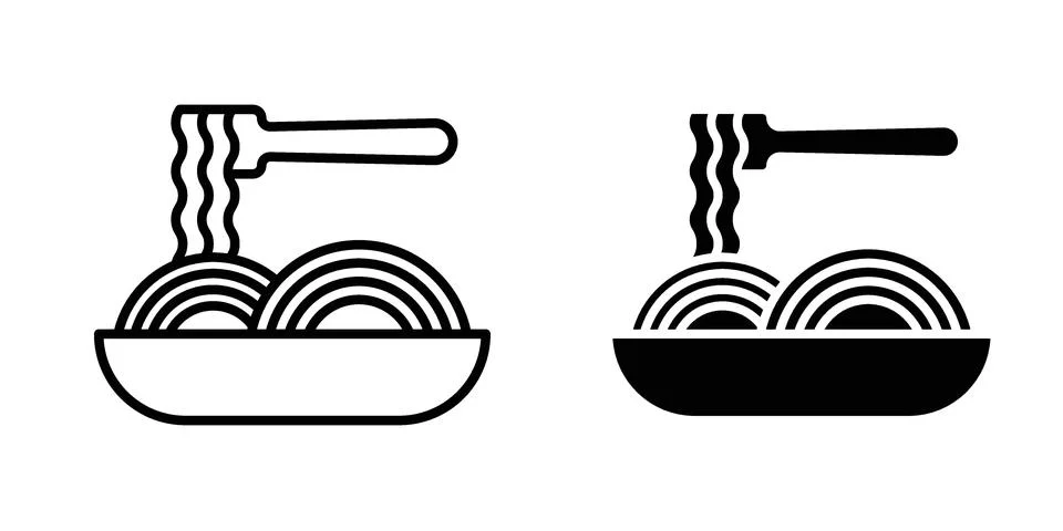 Spaghetti icon vector concepts, line and silhouette style Stock Illustration