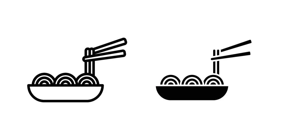 Spaghetti icon vector concepts, line and silhouette style Stock Illustration