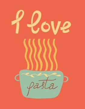 Spaghetti illustration on red background Stock Illustration