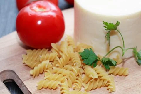 Spaghetti ingredients Stock Photos
