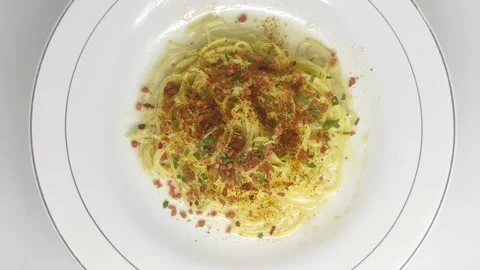 Spaghetti isolated on a white background eat meal Stock Footage 293070083