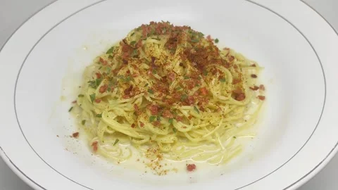 Spaghetti isolated on a white background eat meal Stock Footage 293070102