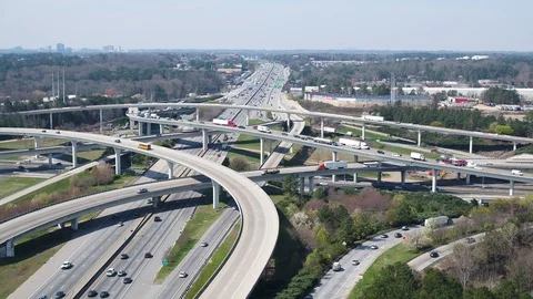 Spaghetti Junction - Moving Left to Right - Aerial Video stock 89817068