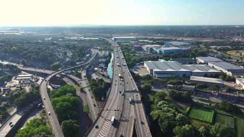 Spaghetti Junction Part of the M6 Motorway in Birmingham Stock-Footage 281347285