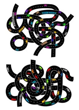 Spaghetti junction road traffic pattern Stock Illustration