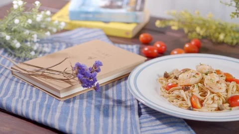 Spaghetti, Lunch Stock Footage 126311097