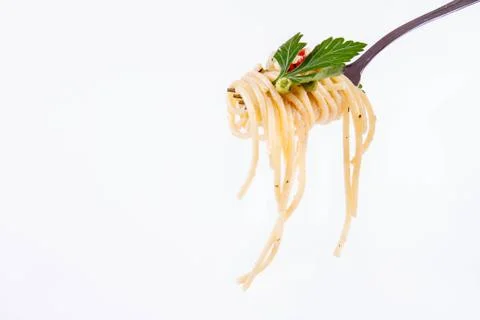 Spaghetti with mackerel &amp; vegetable Stock Photos