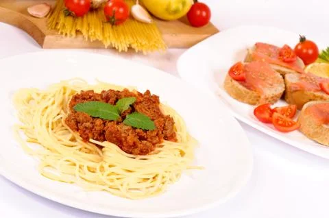 Spaghetti meal Stock Photos
