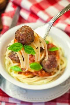 Spaghetti with meatball Foto stock