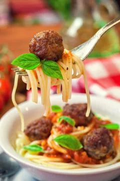 Spaghetti with meatball Stock Photos