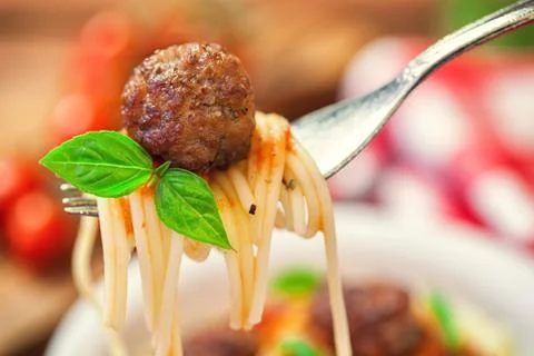 Spaghetti with meatball Stock Photos