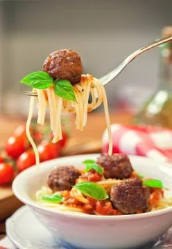 Spaghetti with meatball Foto stock