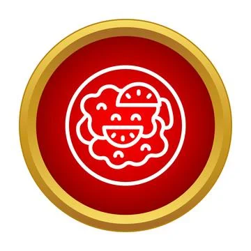 Spaghetti with meatballs and sauce in icon style Stock Illustration