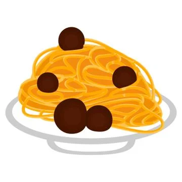 Spaghetti with meatballs Stock Illustration