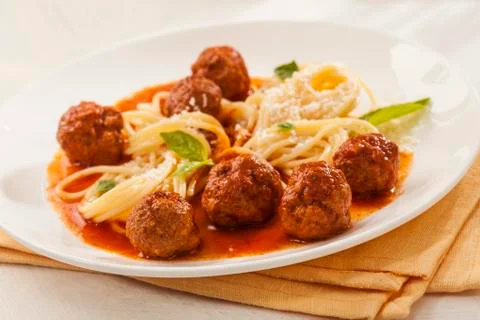 Spaghetti with meatballs Stock Photos