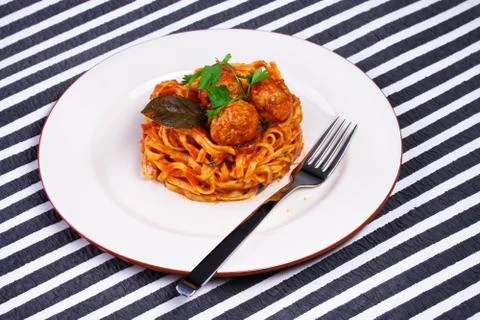Spaghetti with meatballs Stock Photos