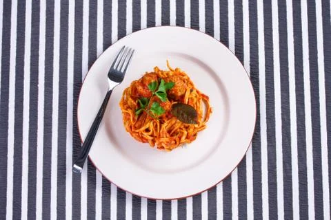 Spaghetti with meatballs Stock Photos