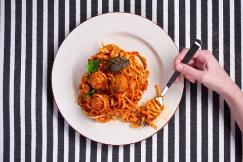 Spaghetti with meatballs Fotos Stock