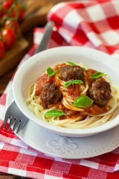 Spaghetti with Meatballs Stock Photos