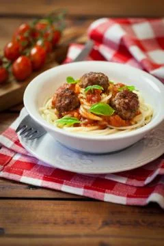 Spaghetti with Meatballs Stock Photos