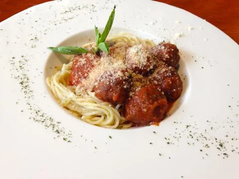 Spaghetti meatballs Stock Photos