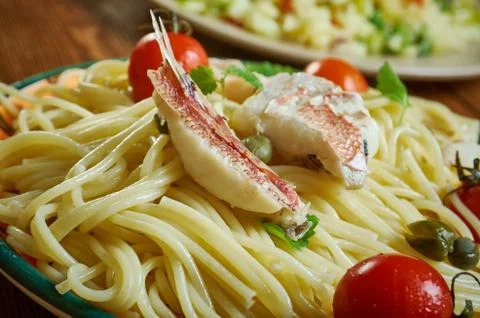 Spaghetti  with monkfish Fotos Stock