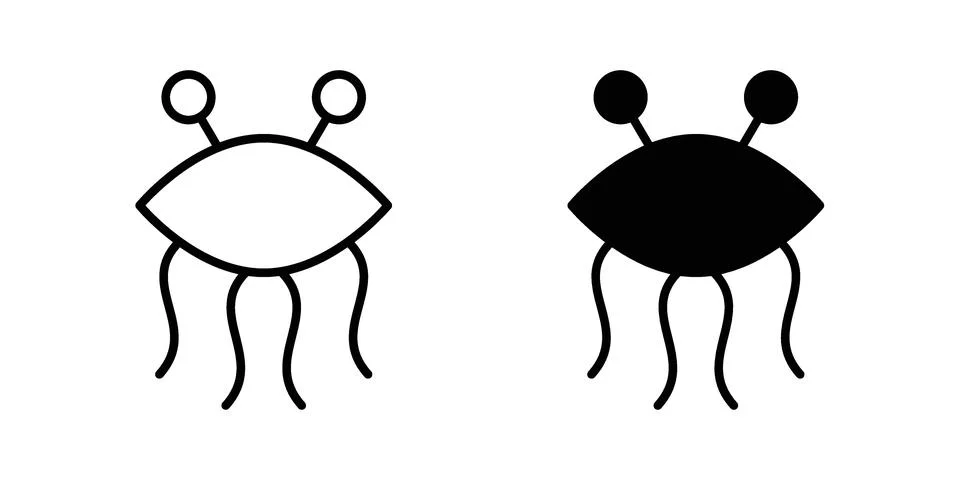 Spaghetti Monster Flying icon pack with silhouette and stroke web icons Stock Illustration