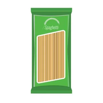 Spaghetti or pasta package mockup, isolated on white background. Flat and solid 스톡 일러스트