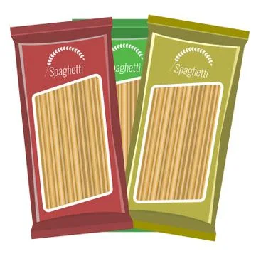 Spaghetti or pasta package mockup, isolated on white background. Flat and solid イラスト素材