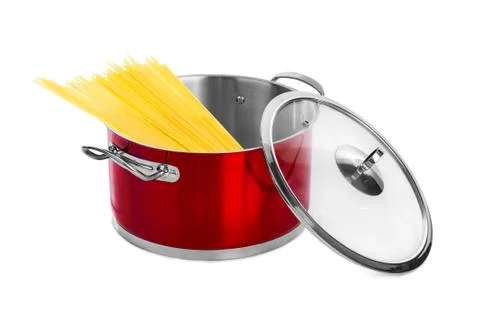 Spaghetti in pan Stock Photos