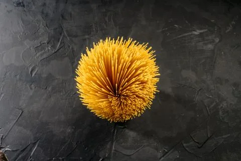 Spaghetti pasta on dark background Stock Photos
