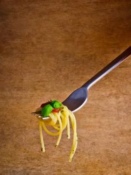 Spaghetti pasta on fork Stock Photos