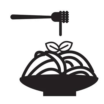 Spaghetti pasta icon on white background. Pasta on fork sign. Italian pasta. Stock Illustration