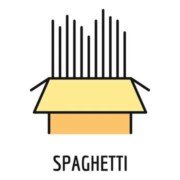 Spaghetti pasta in open box drawing icon Stock Illustration