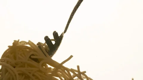 Spaghetti Pasta Pouring Falling in Water Closeup Slow motion Stock Footage 104063083