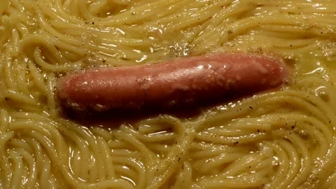 Spaghetti pasta with sausage Stock Footage 272190511