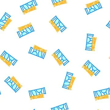 Spaghetti pasta vector seamless pattern Stock Illustration