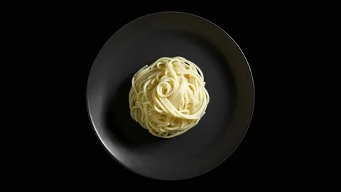 Spaghetti pasta white cooked on grey plate 스톡 동영상 221983323