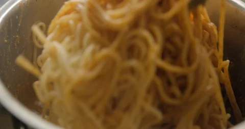Spaghetti pastas cooking slow motion 4K Stock Footage 103494769