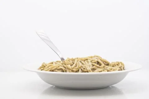 Spaghetti with pesto Stock Photos