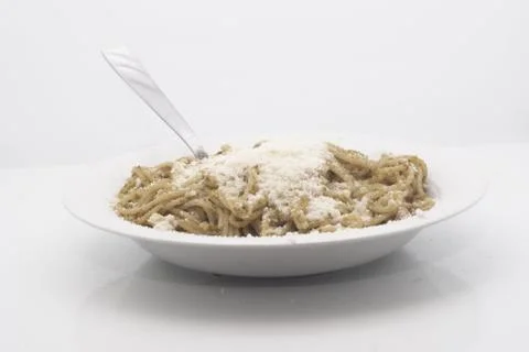 Spaghetti with pesto Foto stock