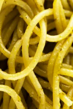 Spaghetti with pesto Stock Photos