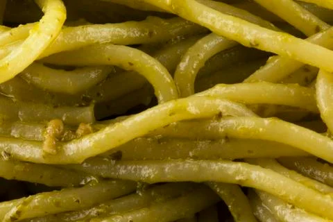 Spaghetti with pesto Stock Photos