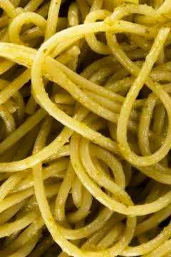 Spaghetti with pesto Stock Photos